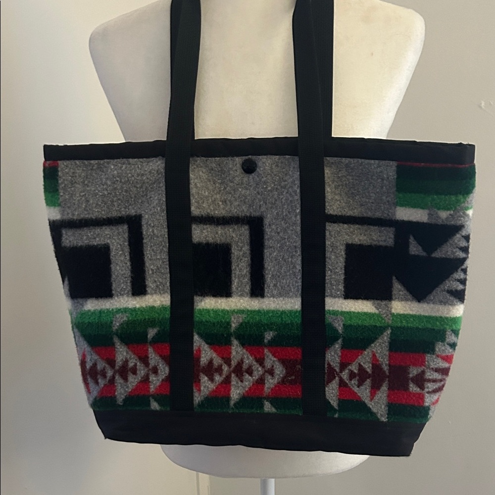 Justin Kraft Wool/Nylon Geometric/ Aztec Print Tote Bag